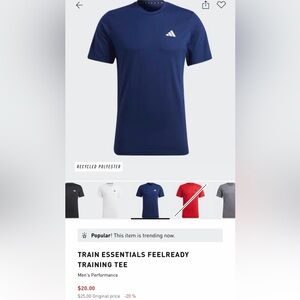 Adidas Blue Train Essentials Training Tee